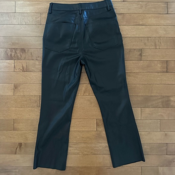 Zara Black Faux Leather Cropped Flare Pants - Picture 2 of 4